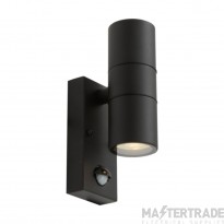 Ansell Acero Bi-Directional Wall Light GU10 Black PIR 162x92mm