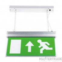 BLE 3.7W Emergency LED Hanging Exit Sign 3hrM IP20 Chrome