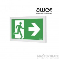 BLE 2W INFINTY 1W Slimline Emergency LED Exit Sign IP65 3hrM White Surface/Recessed