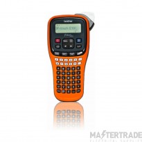 Brother Printer PT-E100 Handheld Labelling c/w 12mm Blk on Whi Tape 4m 110x59x207mm Orange & Black