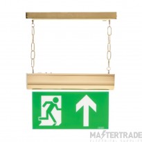 Channel Forest LED Emergency Exit Sign 3hrM Self Test c/w Legend Brass