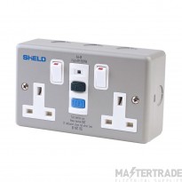 Chint Socket RCD 2 Gang Switched Metal