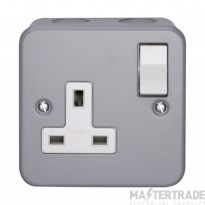 Crabtree Capital 1 Gang SP 13A Switched Socket Birch Grey Metalclad