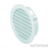 Domus 100mm Round Louvred Grille White c/w Flyscreen