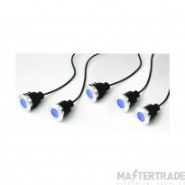 ELD Lighting Kit 5 Round Deck Lights LED IP65 c/w Transformer 0.5W 12V Blue