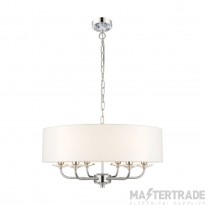 Endon Nixon Ceiling Pendant Light in Nickel with White Silk Shade