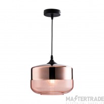 Endon Willis Copper Ceiling Pendant Light with Tinted Cognac Glass Shade