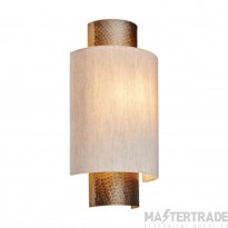 Endon Indara One Light Wall In Hammered Bonze Effect Plate Curved Natural Linen Shade
