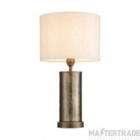 Endon Indara One Light Table Lamp In Aged Hammered Bonze Effect And Natural Linen Shade