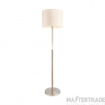 Endon Andromeda One Light Floor Lamp In Satin Chrome with Bubbles And White Cotton Mix Shade