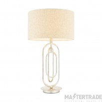 Endon Meera One Light Table Lamp In Antique Silver Leaf With Natural Linen Mix Shade