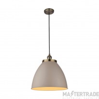 Endon Franklin 1 Light Ceiling Pendant In Satin Taupe Dia: 335mm