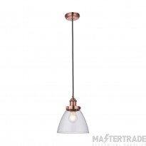 Endon Hansen 1 Light Ceiling Pendant In Aged Copper And Clear Glass