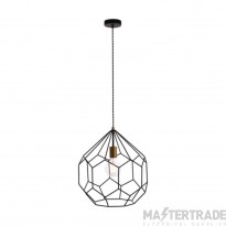 Endon Deco 1 Light Ceiling Pendant In Black And Satin Gold