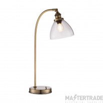 Endon Hansen Task Table Lamp In Antique Brass Plate And Clear Glass