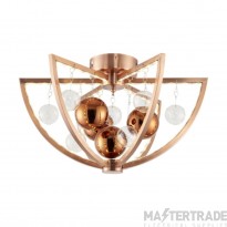 Endon Muni-Co-F Muni Flush Ceiling Light In Copper With Clear And Glass