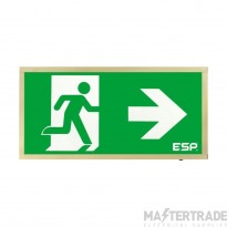 ESP D120RBR Duceri Emergency Surface Exit Box 3W LED IP20 Right Legend Lithium Battery Maintained Brass