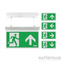 ESP D330AWH Duceri Emergency Hanging Exit Sign 3W LED IP20 All Legends Lithium Battery Maintained White