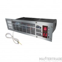 Eterna Heater Fan Plinth 3 Heat Settings IP20 Thermo Cntrl c/w Thermal Cut Out 480x125x220mm White/S/S