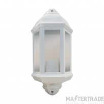 Eterna Lantern 1x Suitable ES Lamp PIR IP44 60W 180Deg White Polycarbonate