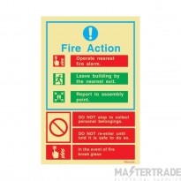 Everlux Fire Action Sign 200x150mm