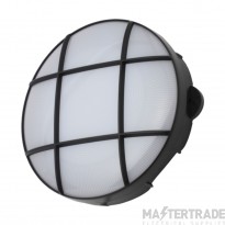Forum Capella Large Black LED Cool White Round Grid Bulkhead 15W 4000K