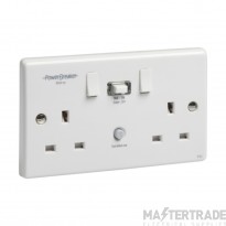 Powerbreaker RCD Twin Switched Socket Passive 30mA White