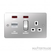 Hager Sollysta Cooker Control Unit DP c/w 13A Switched Socket & LED White Insert 45A Polished Steel