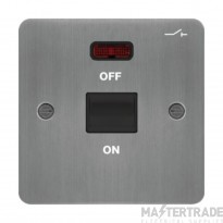 Hager Sollysta Control Switch 1 Gang DP c/w LED Indicator Black Insert 50A Brushed Steel