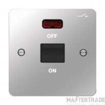 Hager Sollysta Control Switch 1 Gang DP c/w LED Indicator Black Insert 50A Polished Steel