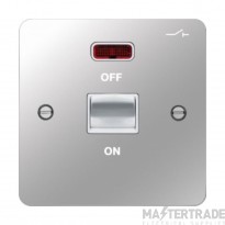 Hager Sollysta Control Switch 1 Gang DP c/w LED Indicator White Insert 50A Polished Steel