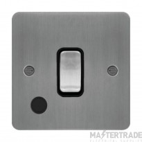Hager Sollysta Control Switch 1 Gang DP c/w Flex Outlet Black Insert 20A Brushed Steel