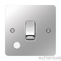 Hager Sollysta Control Switch 1 Gang DP c/w Flex Outlet White Insert 20A Polished Steel