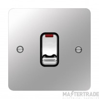 Hager Sollysta Control Switch 1 Gang DP c/w LED Indicator Black Insert 20A Polished Steel