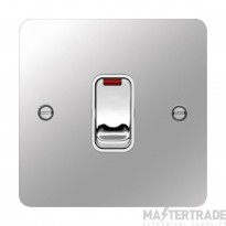 Hager Sollysta Control Switch 1 Gang DP c/w LED Indicator White Insert 20A Polished Steel