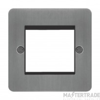Hager Sollysta Grid Plate 1 Gang 2 Module Euro c/w Black Insert Brushed Steel