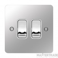 Hager Sollysta Plate Switch 2 Gang Way c/w White Insert 10AX Polished Steel