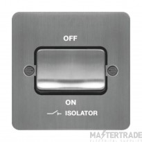 Hager Sollysta Plate Switch 1 Gang TP Fan Isolator c/w Black Insert Brushed Steel