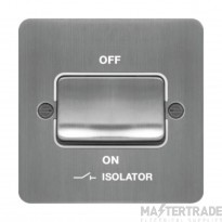 Hager Sollysta Plate Switch 1 Gang TP Fan Isolator c/w White Insert Brushed Steel