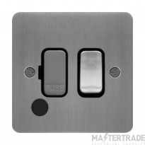 Hager Sollysta Connection Unit DP Switched Fused c/w Flex Outlet Black Insert 13A Brushed Steel