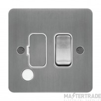 Hager Sollysta Connection Unit DP Switched Fused c/w Flex Outlet White Insert 13A Brushed Steel