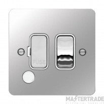 Hager Sollysta Connection Unit DP Switched Fused c/w Flex Outlet White Insert 13A Polished Steel