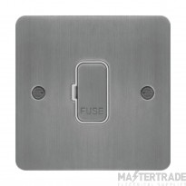 Hager Sollysta Connection Unit Unswitched Fused c/w White Insert 13A Brushed Steel