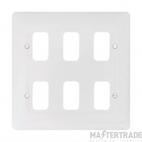 Hager Sollysta Grid Plate 6 Gang Moulded White