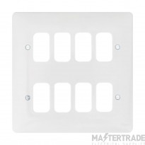 Hager Sollysta Grid Plate 8 Gang Moulded White