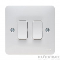 Hager Sollysta Plate Switch 2 Gang Way & Intermediate Wall 10AX White