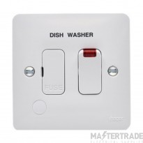 Hager Sollysta Connection Unit DP Switched Fused c/w Flex Outlet LED Indicator Marked Dishwasher 13A White
