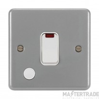 Hager Sollysta Control Switch 1 Gang DP c/w Flex Outlet & LED Backbox Knockouts 20A Grey Metalclad