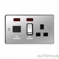 Hager Sollysta Cooker Control Unit DP c/w 13A Switched Socket & LED Black Insert 45A Polished Steel