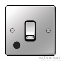 Hager Sollysta Control Switch 1 Gang DP c/w Flex Outlet Black Insert 20A Polished Steel